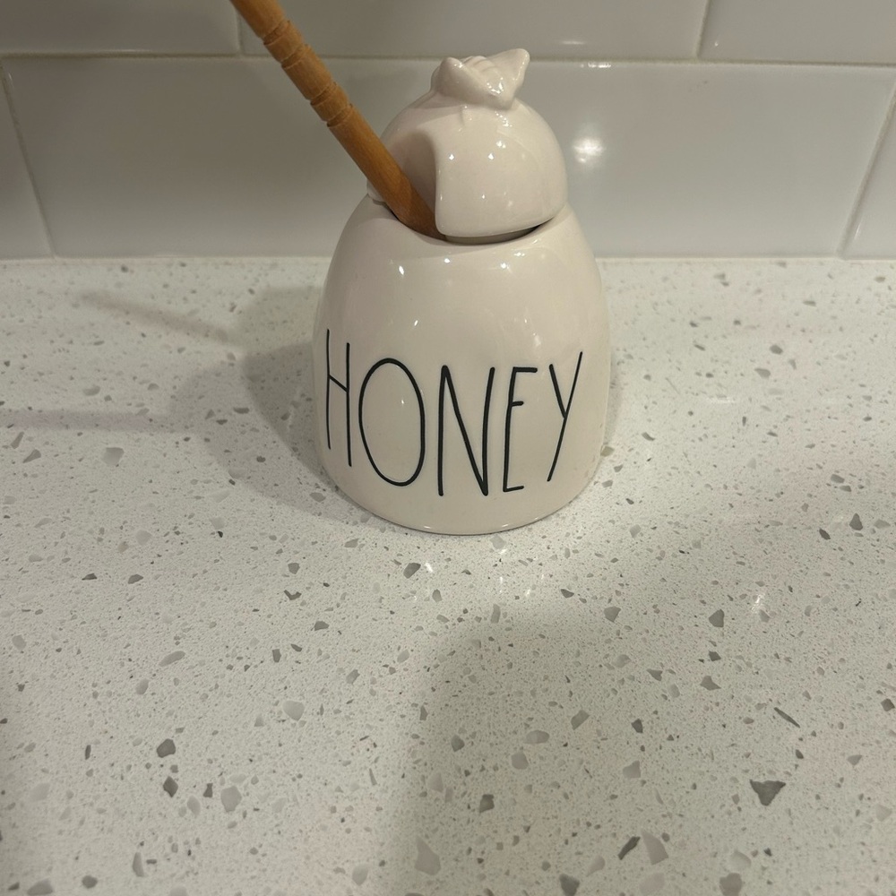 Rae Dunn White Honey Jar